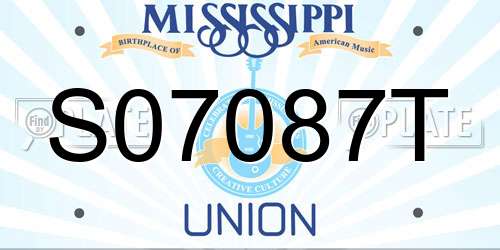 S07087T Mississippi License Plate