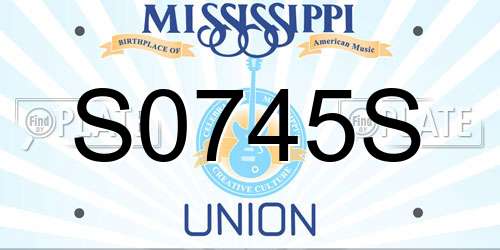 S0745S Mississippi License Plate
