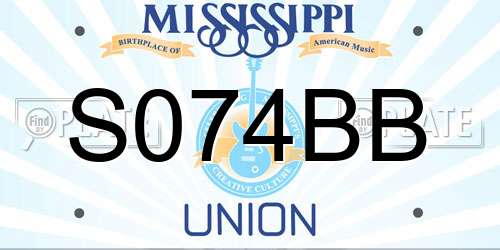 S074BB Mississippi License Plate