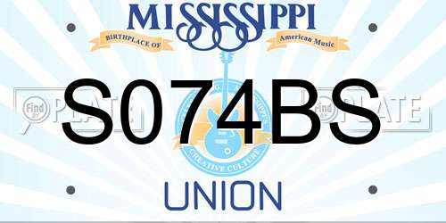 S074BS Mississippi License Plate