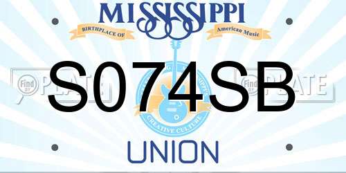S074SB Mississippi License Plate