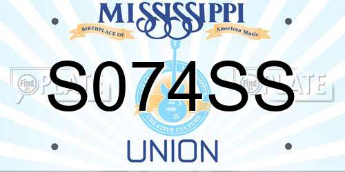 S074SS Mississippi License Plate