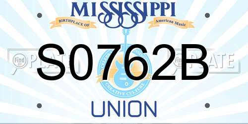 S0762B Mississippi License Plate