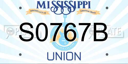 S0767B Mississippi License Plate