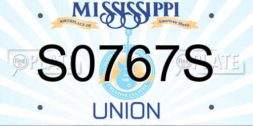 S0767S Mississippi License Plate