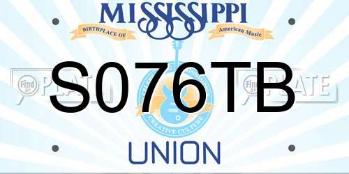 S076TB Mississippi License Plate