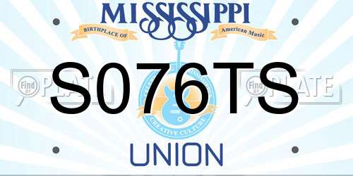 S076TS Mississippi License Plate
