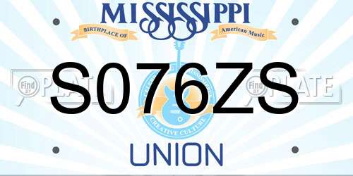 S076ZS Mississippi License Plate