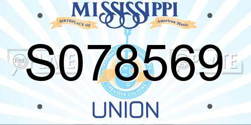 S078569 Mississippi License Plate