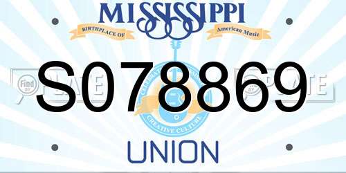 S078869 Mississippi License Plate