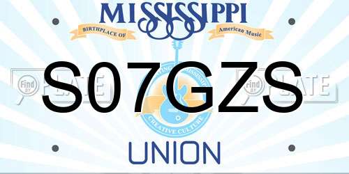 S07GZS Mississippi License Plate