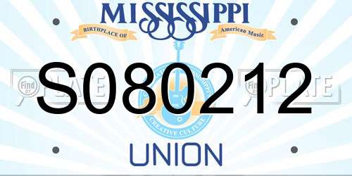 S080212 Mississippi License Plate