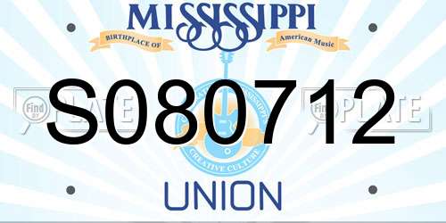 S080712 Mississippi License Plate