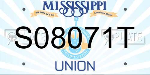 S08071T Mississippi License Plate
