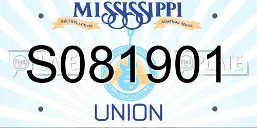 S081901 Mississippi License Plate