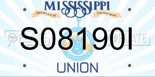 S08190I Mississippi License Plate