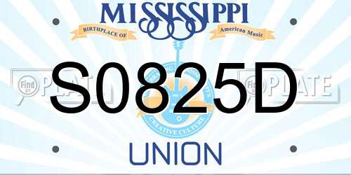 S0825D Mississippi License Plate