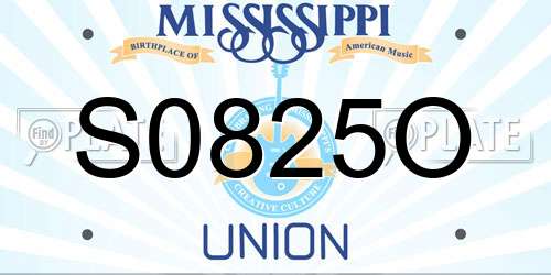 S0825O Mississippi License Plate