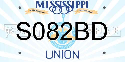 S082BD Mississippi License Plate