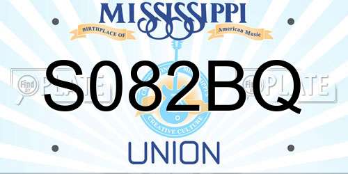 S082BQ Mississippi License Plate
