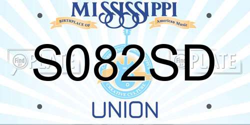 S082SD Mississippi License Plate