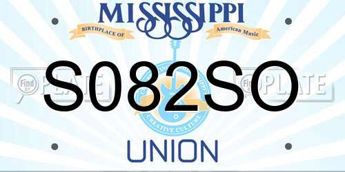 S082SO Mississippi License Plate