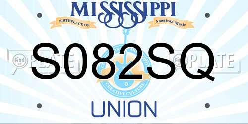 S082SQ Mississippi License Plate