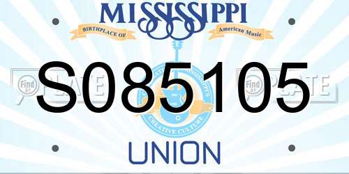 S085105 Mississippi License Plate