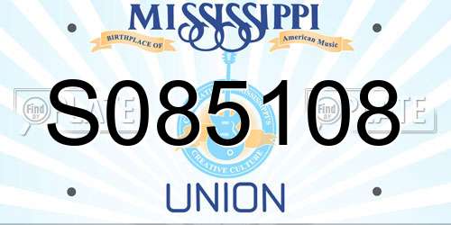 S085108 Mississippi License Plate
