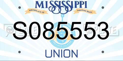 S085553 Mississippi License Plate