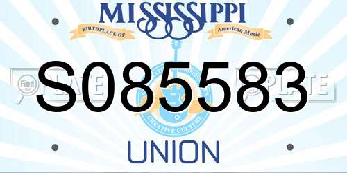 S085583 Mississippi License Plate