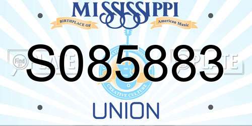 S085883 Mississippi License Plate