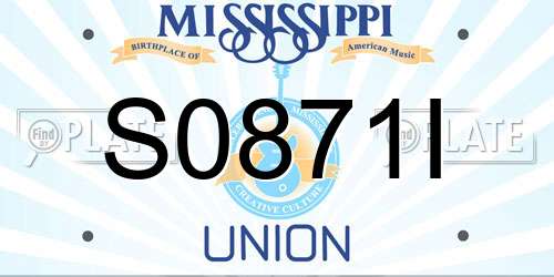S0871I Mississippi License Plate