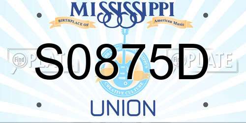 S0875D Mississippi License Plate