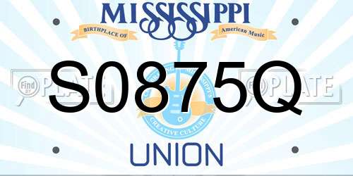 S0875Q Mississippi License Plate