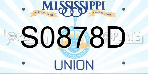 S0878D Mississippi License Plate