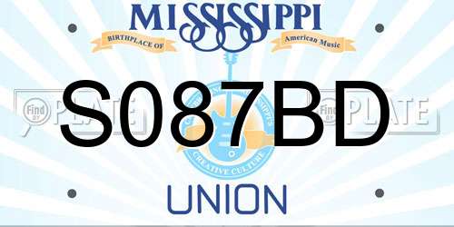 S087BD Mississippi License Plate