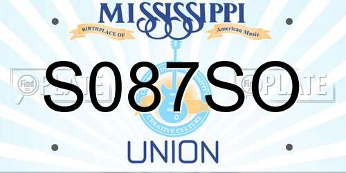 S087SO Mississippi License Plate