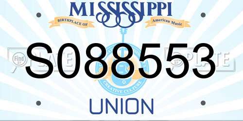 S088553 Mississippi License Plate