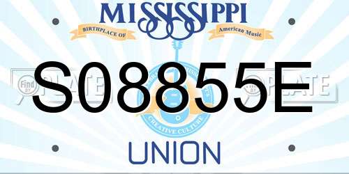 S08855E Mississippi License Plate