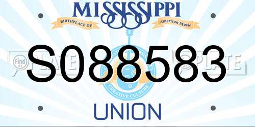S088583 Mississippi License Plate