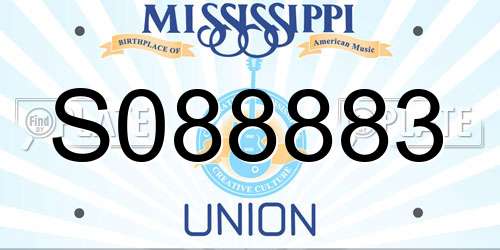 S088883 Mississippi License Plate