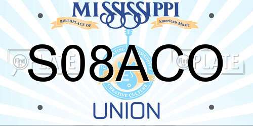S08ACO Mississippi License Plate