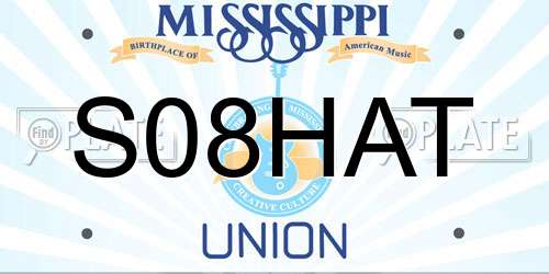 S08HAT Mississippi License Plate