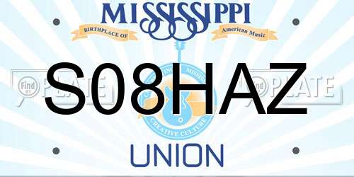 S08HAZ Mississippi License Plate