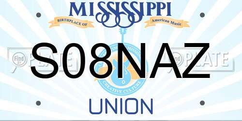 S08NAZ Mississippi License Plate