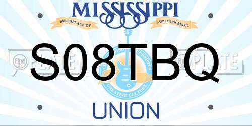 S08TBQ Mississippi License Plate