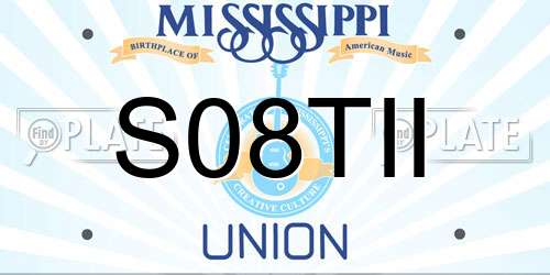S08TII Mississippi License Plate