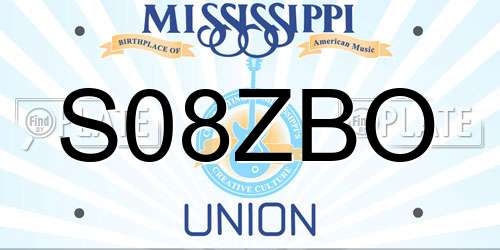 S08ZBO Mississippi License Plate