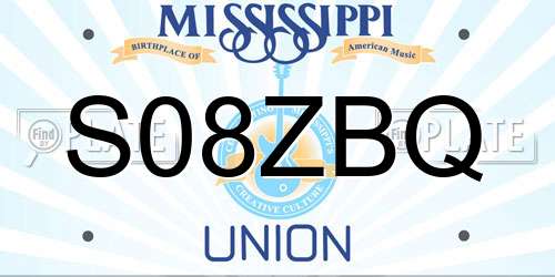 S08ZBQ Mississippi License Plate